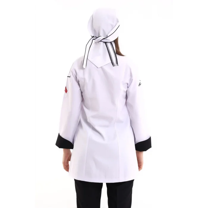 Kadın Aşçı Ceket 01 - Beyaz Siyah Biye