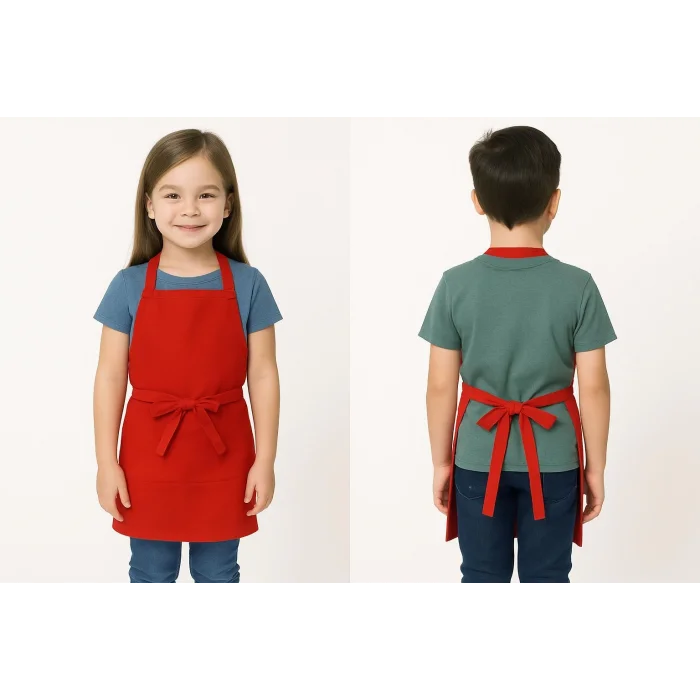 Kırmızı Askılı Çocuk Önlük 2 No