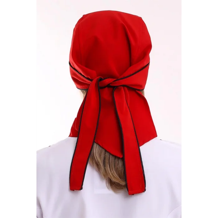 Kuyruklu Bone - Kırmızı Siyah Biyeli