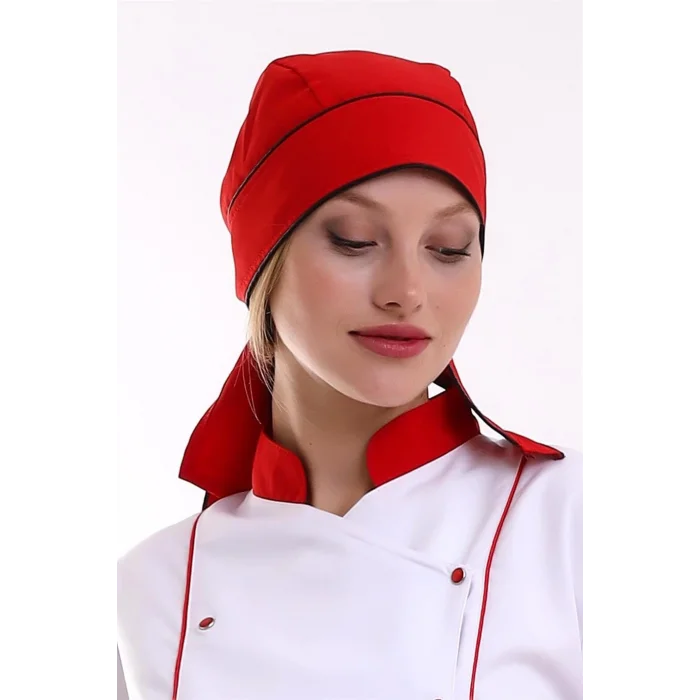 Kuyruklu Bone - Kırmızı Siyah Biyeli