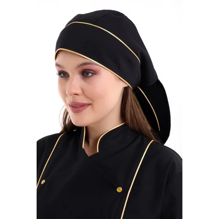 Kuyruklu Bone - Siyah-Sarı Biye