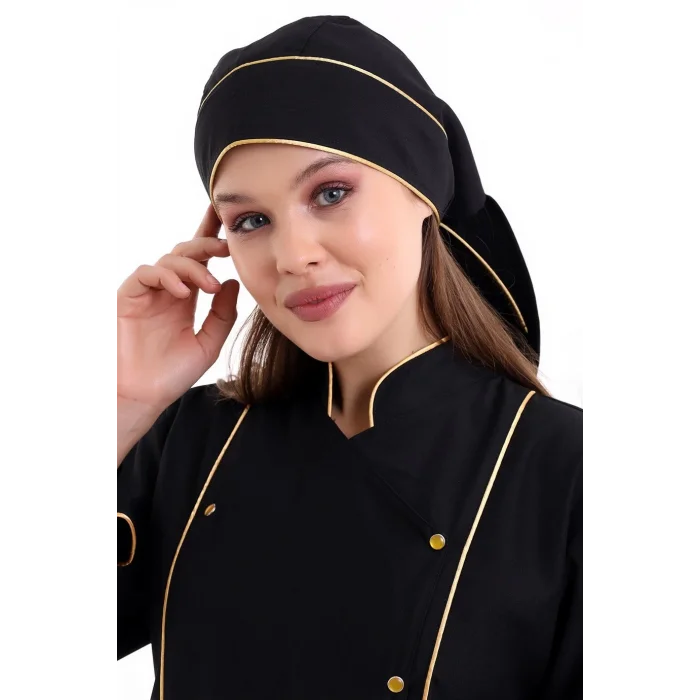 Kuyruklu Bone - Siyah-Sarı Biye