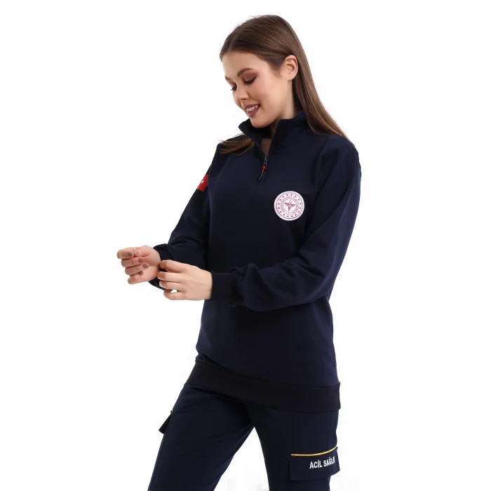 Paramedik Sweatshirt Kışlık Unisex Balıkçı Yaka - Lacivert