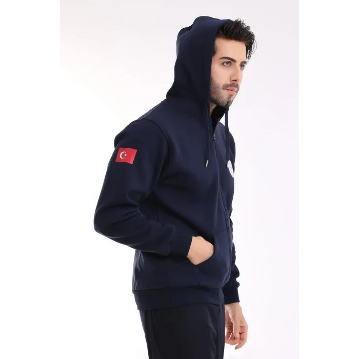 Paramedik Unisex Kapşonlu Hırka - Lacivert