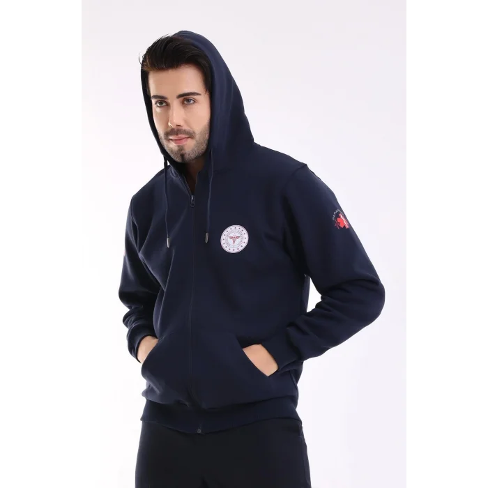 Paramedik Unisex Kapşonlu Hırka - Lacivert