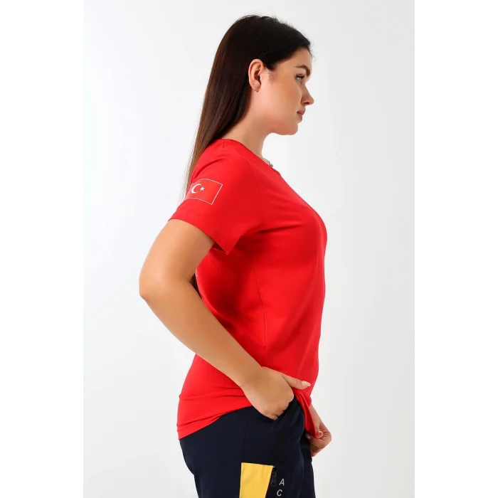 Paramedik Yuvarlak Yaka Penye Kısa Kol Tshirt - Kırmızı
