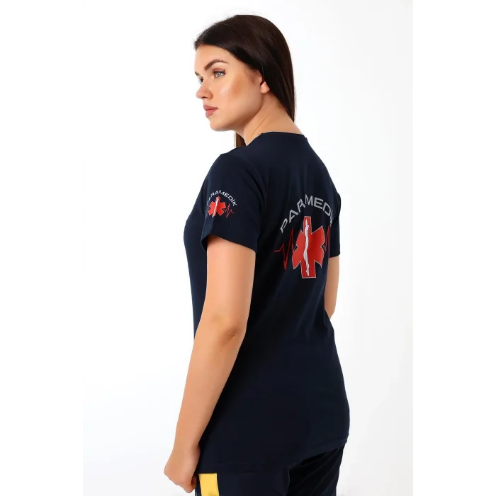 Paramedik Yuvarlak Yaka Penye Kısa Kol Tshirt - Lacivert