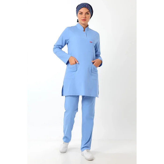 Soft Likralı Tesettür Forma Takım İki Çıtçıt - 6413 Açık Mavi