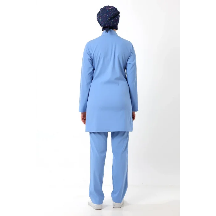 Soft Likralı Tesettür Forma Takım İki Çıtçıt - 6413 Açık Mavi