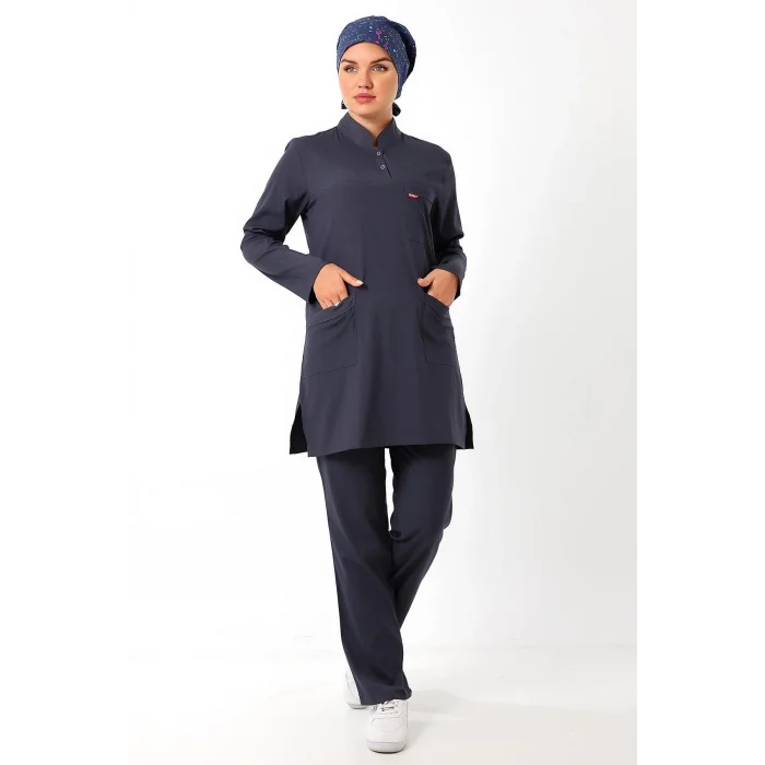 Soft Likralı Tesettür Forma Takım İki Çıtçıt - 6417 Füme