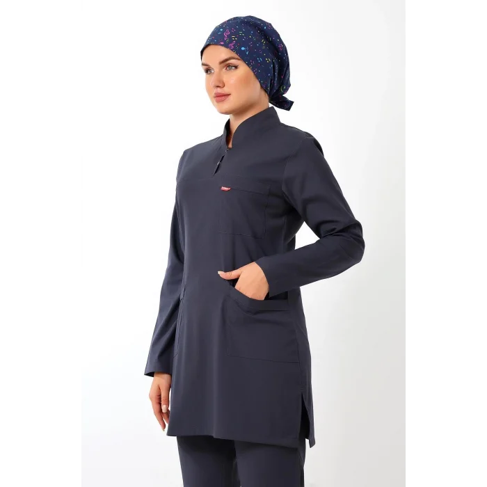 Soft Likralı Tesettür Forma Takım İki Çıtçıt - 6417 Füme