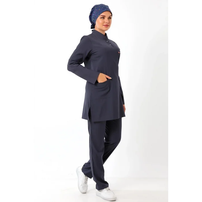 Soft Likralı Tesettür Forma Takım İki Çıtçıt - 6417 Füme