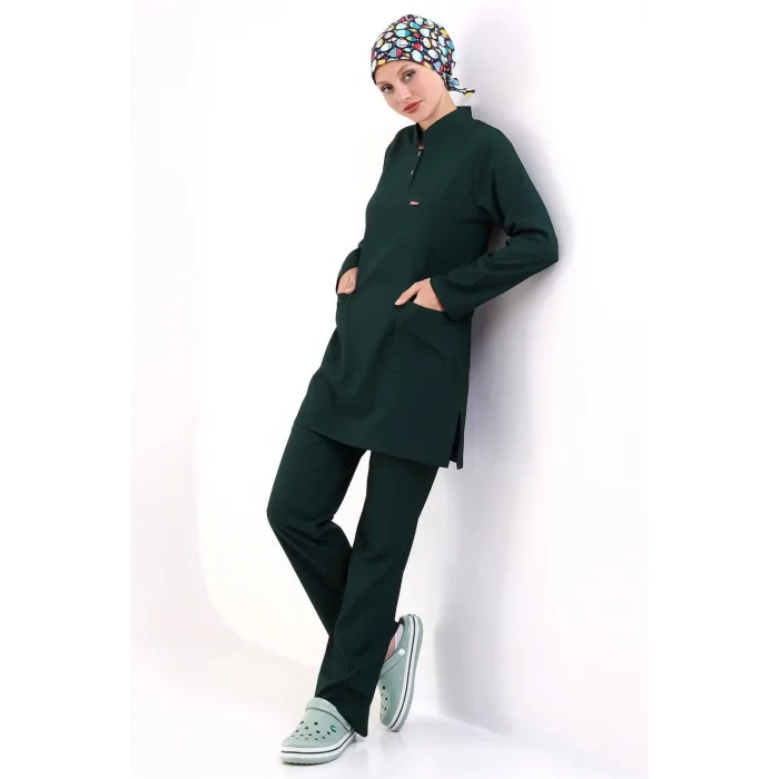 Soft Likralı Tesettür Forma Takım İki Çıtçıt 6429 Ördek Başı Yeşili