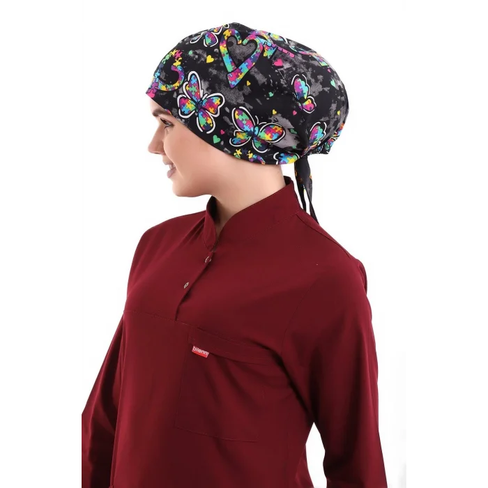 Tesettür Bone - 5007 Siyah Kelebek