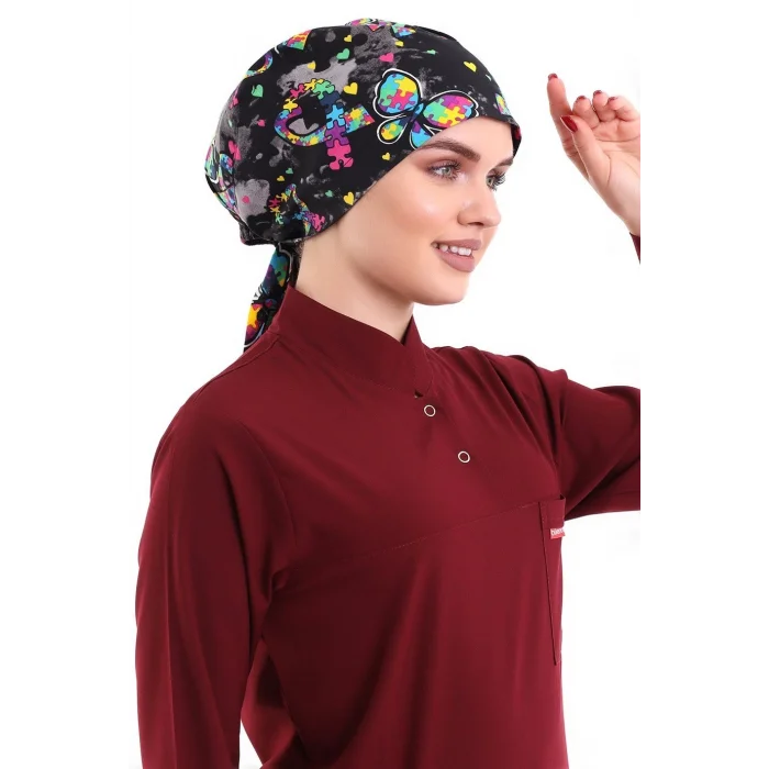 Tesettür Bone - 5007 Siyah Kelebek