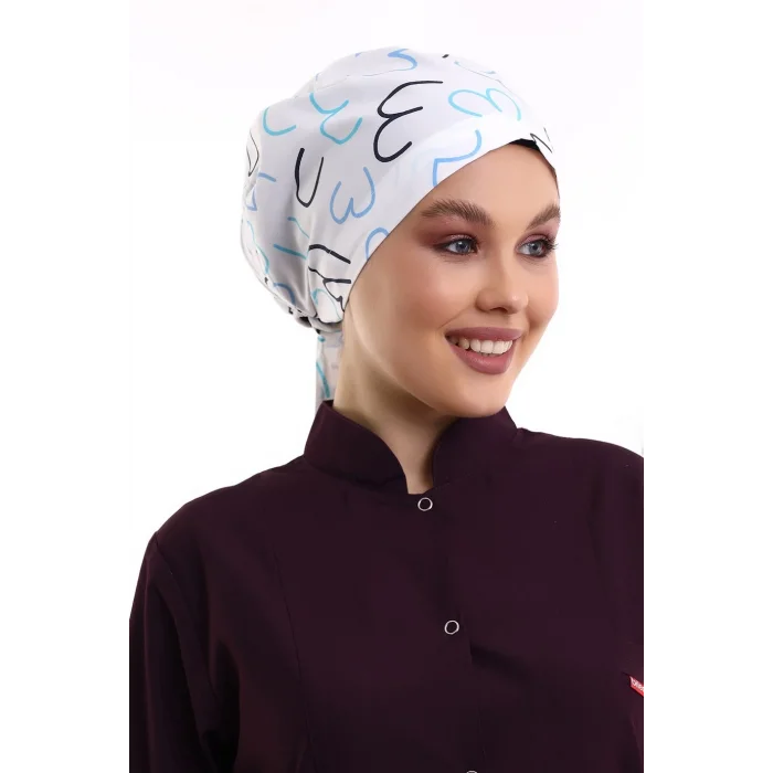 Tesettür Bone - 5313 Beyaz Çizgi