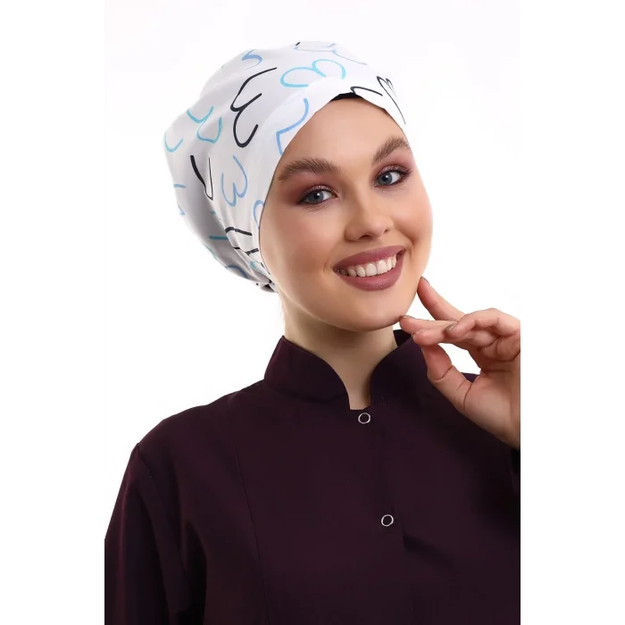 Tesettür Bone - 5313 Beyaz Çizgi