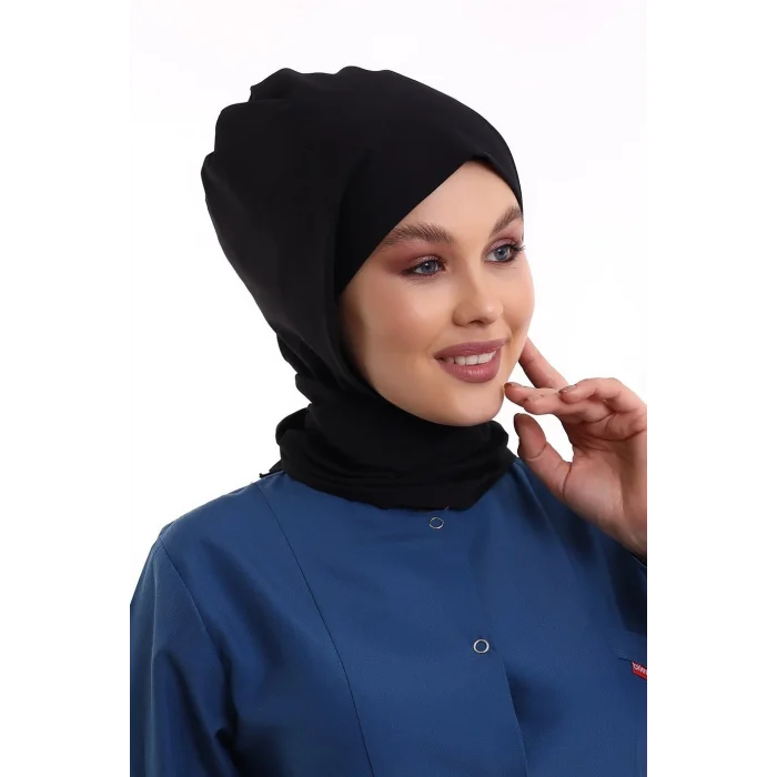 Tesettür Boyun Bağlamalı Bone - 116 Siyah