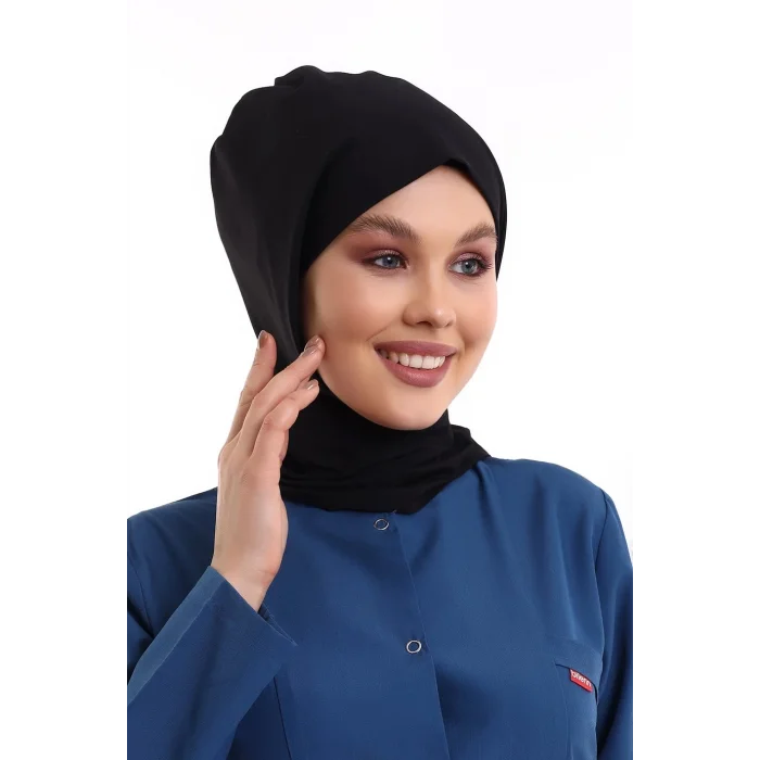 Tesettür Boyun Bağlamalı Bone - 116 Siyah