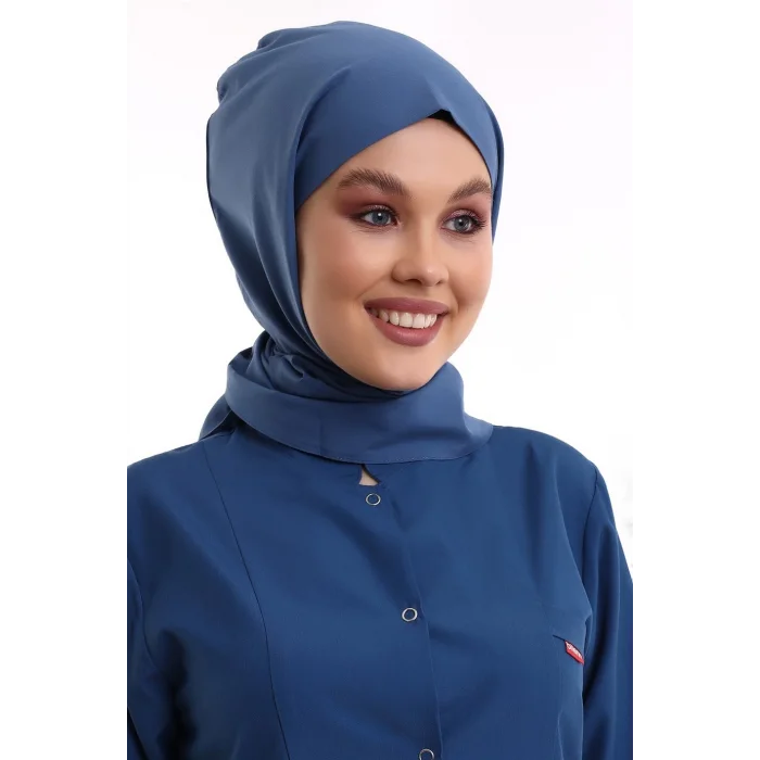 Tesettür Boyun Bağlamalı Bone - 119 Petrol Mavi