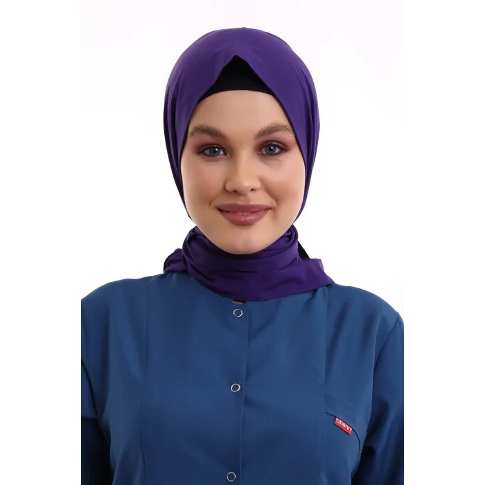 Tesettür Boyun Bağlamalı Bone - 128 Mor