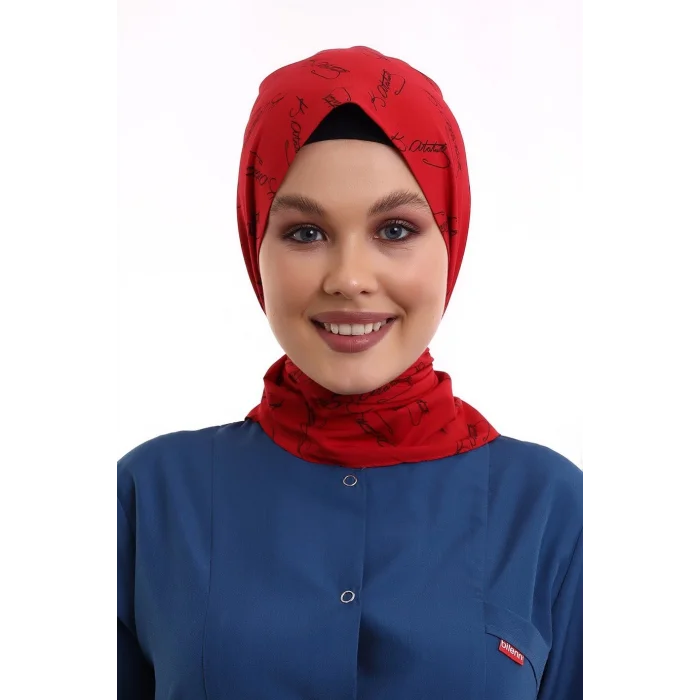 Tesettür Boyun Bağlamalı Bone - 1908 Kırmızı Kemal Atatürk