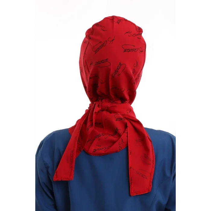 Tesettür Boyun Bağlamalı Bone - 1908 Kırmızı Kemal Atatürk