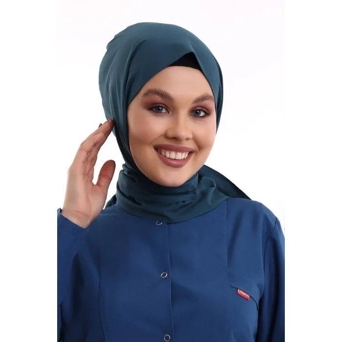 Tesettür Boyun Bağlamalı Bone - 33 Petrol Yeşil