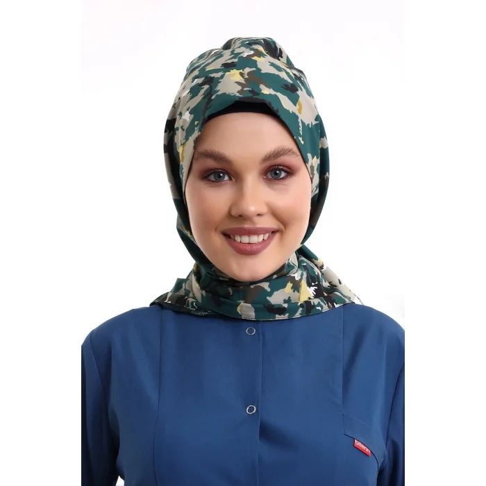 Tesettür Boyun Bağlamalı Bone - 3913 Asker