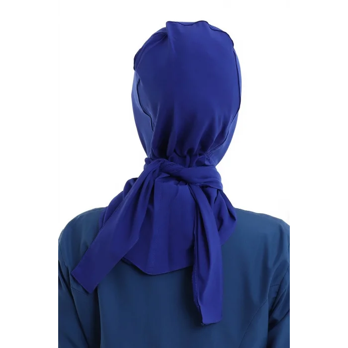 Tesettür Boyun Bağlamalı Bone - 4816 Saks Mavisi