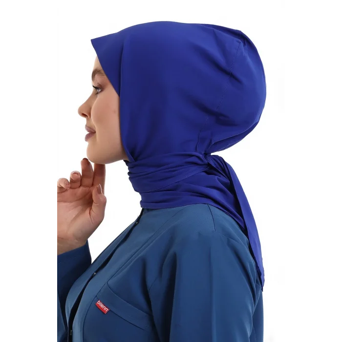 Tesettür Boyun Bağlamalı Bone - 4816 Saks Mavisi