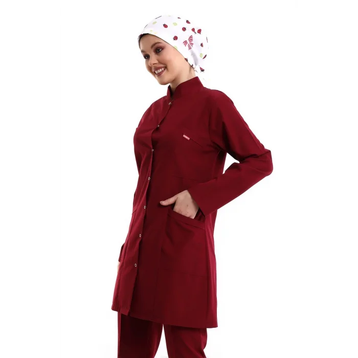 Tesettür Forma Tek Üst Full Çıtçıt - 5513 Bahar Bordo