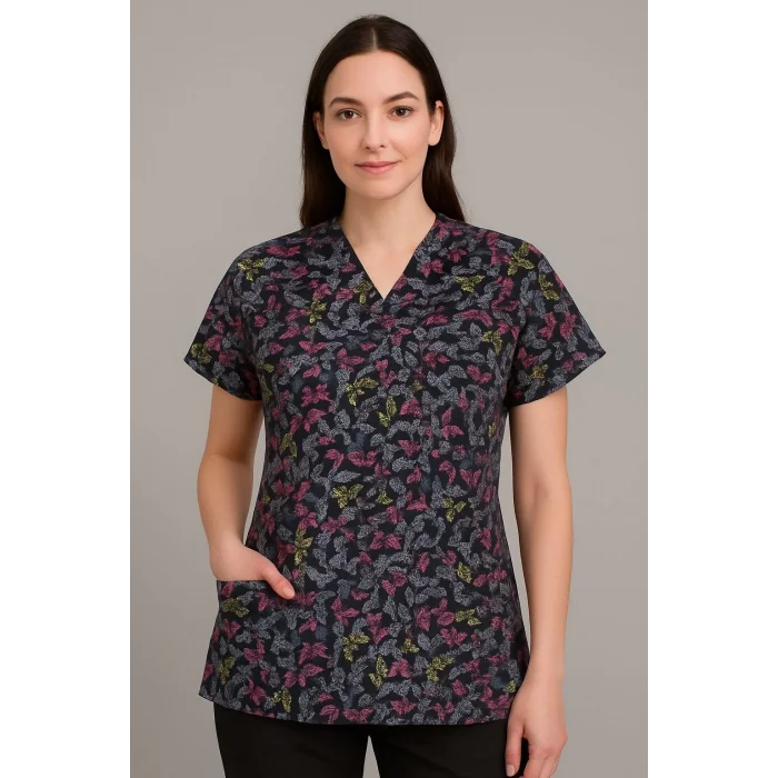 Yarasa Kol Desenli Tek Üst - 5013 Siyah Kelebek