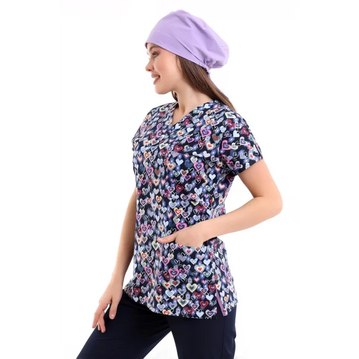 Yarasa Kol Desenli Unisex Tek Üst - 5002 Renkli Kalpler