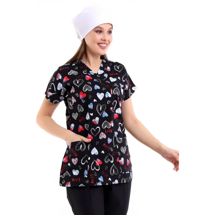 Yarasa Kol Desenli Unisex Tek Üst - 5003 Siyah Love