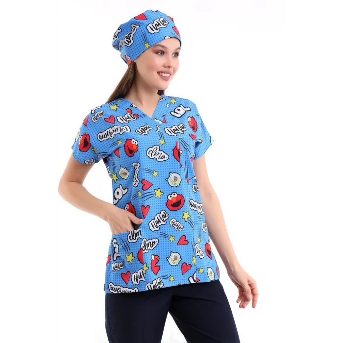 Yarasa Kol Dijital Unisex Desenli Üst - 6504 Kurabiye Canavarı