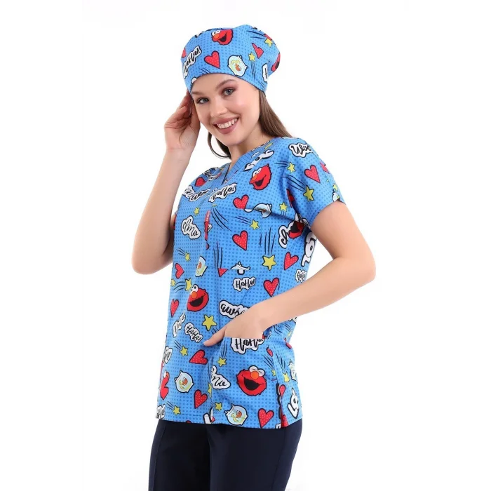 Yarasa Kol Dijital Unisex Desenli Üst - 6504 Kurabiye Canavarı