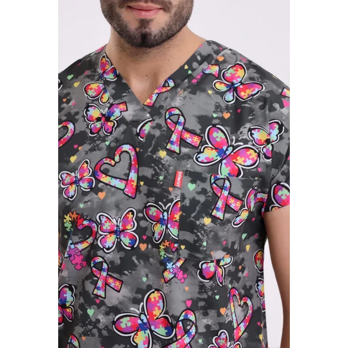 Yarasa Kol Dijital Unisex Desenli Üst - 6508 Siyah Kelebek