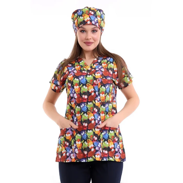 Yarasa Kol Dijital Unisex Desenli Üst - 6521 Mikrop Canavarlar