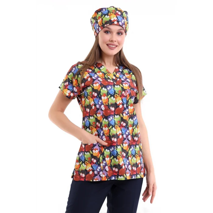 Yarasa Kol Dijital Unisex Desenli Üst - 6521 Mikrop Canavarlar