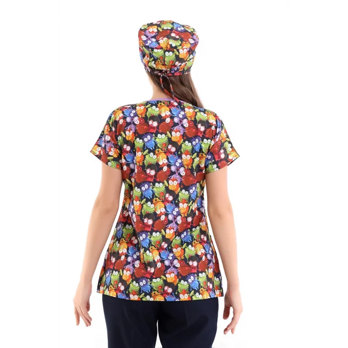 Yarasa Kol Dijital Unisex Desenli Üst - 6521 Mikrop Canavarlar