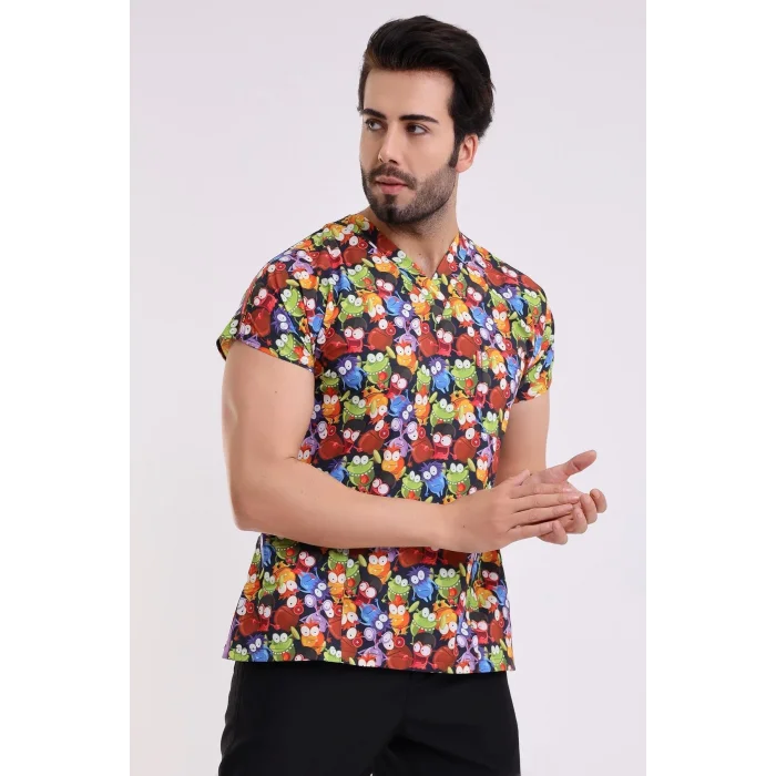 Yarasa Kol Dijital Unisex Desenli Üst - 6521 Mikrop Canavarlar