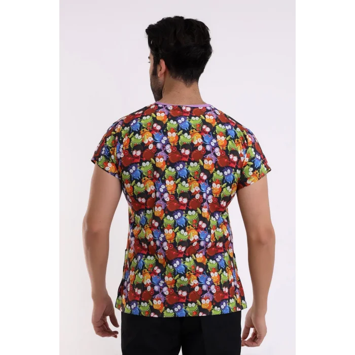 Yarasa Kol Dijital Unisex Desenli Üst - 6521 Mikrop Canavarlar