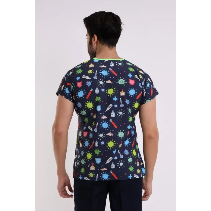 Yarasa Kol Dijital Unisex Desenli Üst - 6528 Sağlık Semboller