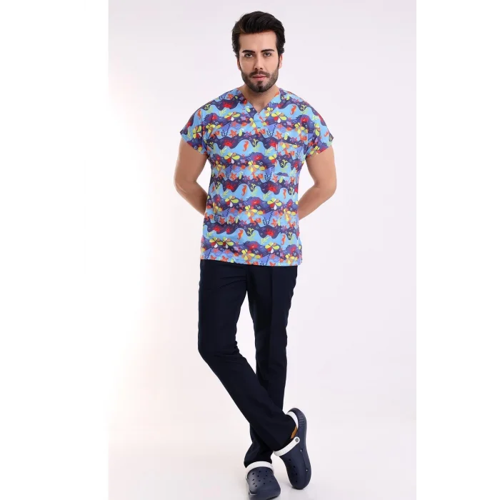 Yarasa Kol Dijital Unisex Desenli Üst - 6530 Deniz Canlıları