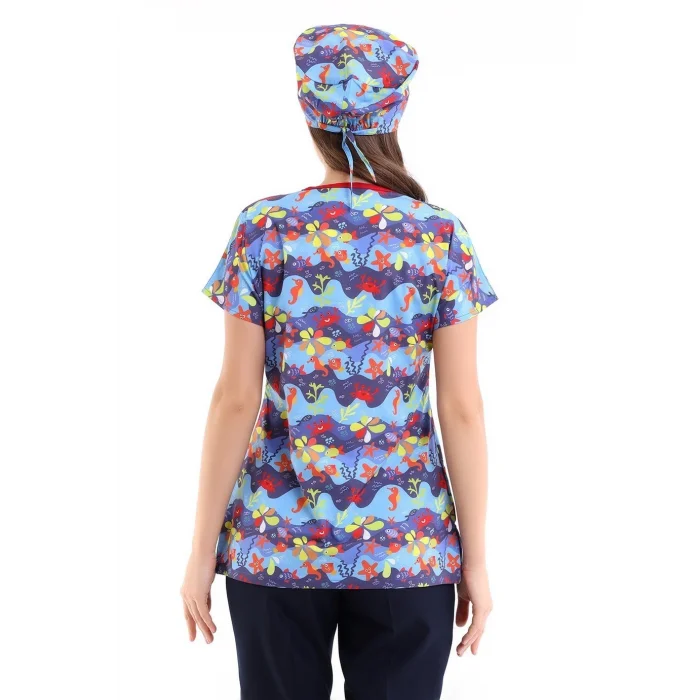 Yarasa Kol Dijital Unisex Desenli Üst - 6530 Deniz Canlıları