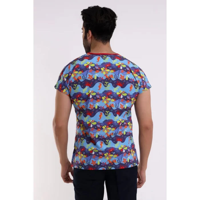 Yarasa Kol Dijital Unisex Desenli Üst - 6530 Deniz Canlıları