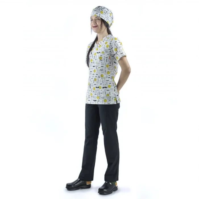 Zarf Yaka Desenli Üst - 4106 Emoji