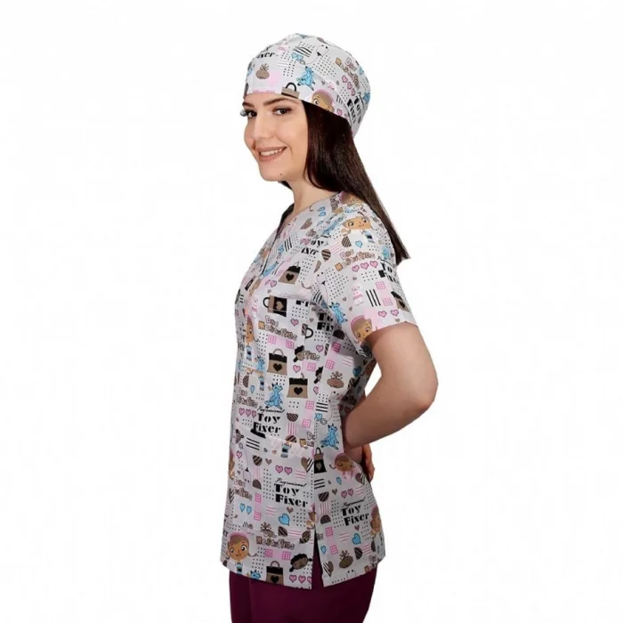 Zarf Yaka Desenli Üst - 4109 Oyuncak Tamirci