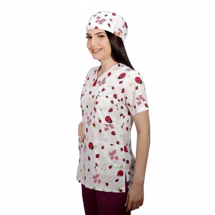 Zarf Yaka Desenli Üst - 4204 Uğurböceği